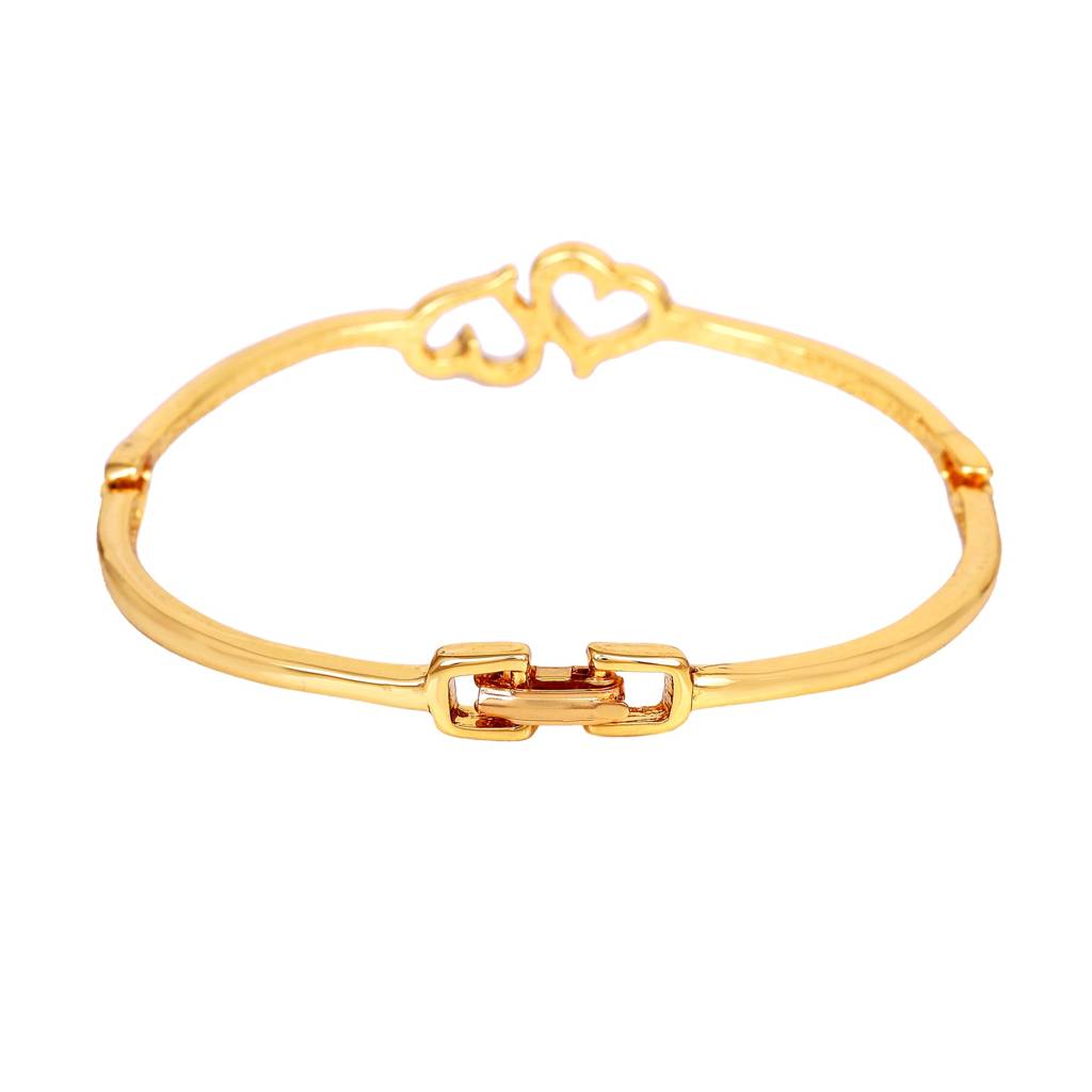 Estele Gold Plated Bonded Dual Heart Designer Bracelet For Women : 101549BR
