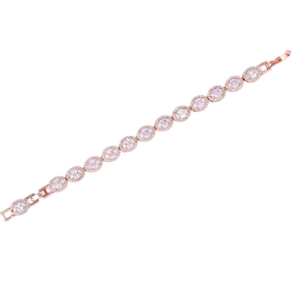 Estele Rosegold Plated Shimmering Charm Bracelet With White American Diamonds: Trendy & Versatile Jewelry For  : AD-065-RGWEBR