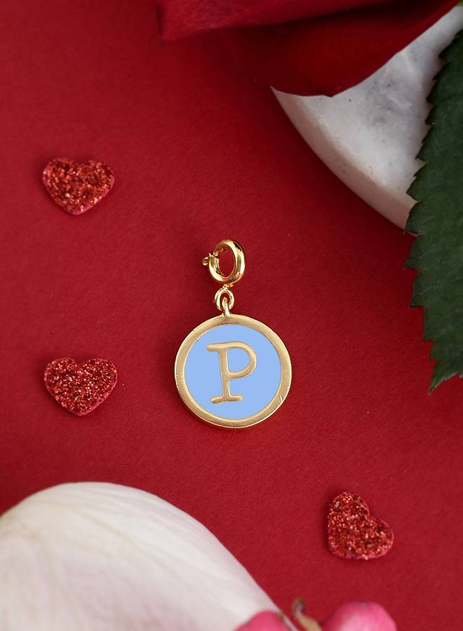 Valentine'S Day Collection Alphabet Blue Enamel Charm : 8905124491692