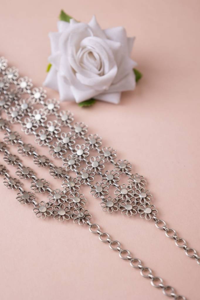 Tattva Carved Flower Three Layered Necklace : SN115466