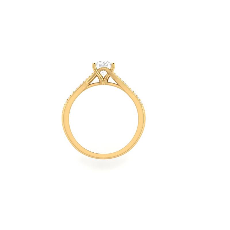 Moissanite Solitaire Ring With Twisted Pave Band In 14Kt Gold Over Sterling Silver : TGDR-273