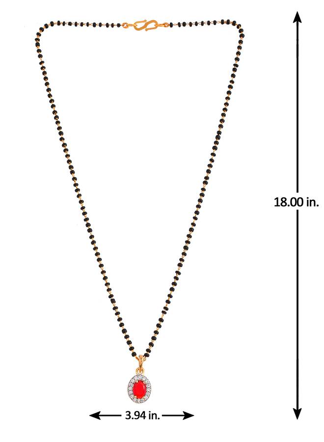 Sparkling Essential Red Cz Studded Oval Gold Plated Mangalsutra Set : 8905124495188