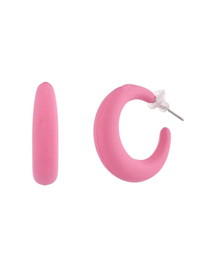 Resin Pink Radiance Hoop Earrings : 8905124530292