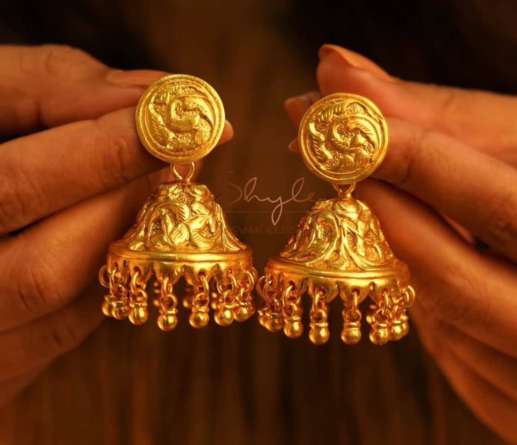 Tattva Gold Tone Chitai Classic Jhumka : SE7005-2