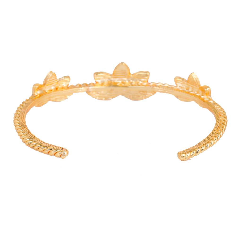 Estele Gold Plated Pink Enamel Lotus Designer Charming Cuff Bracelet For Girl'S & Women : AD-061-IGBR