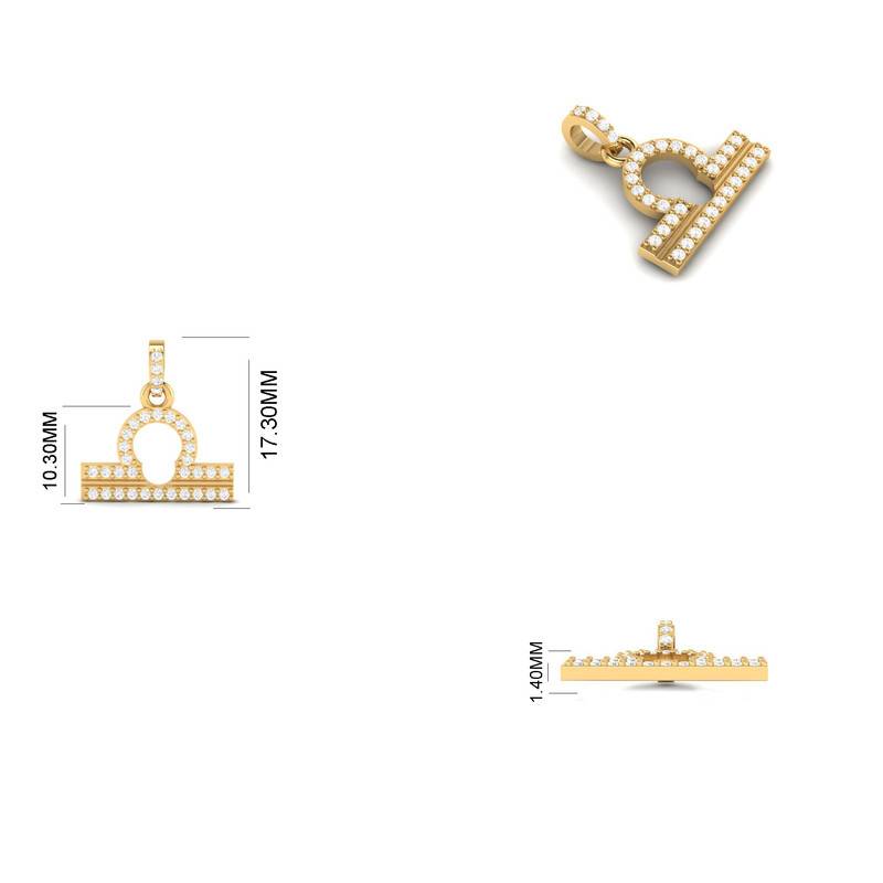 Libra Zodiac Moissanite Necklace 14K Gold Plated : TGDP-298-Y
