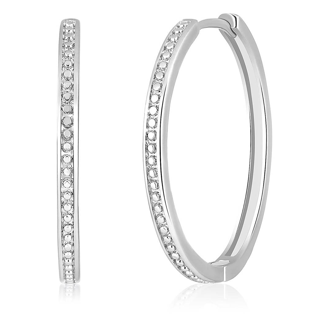 Silver Plated Cubic Zirconia Studded Hoop Earrings Trending Fashion Jewellery For Women & Girls : PX8E195