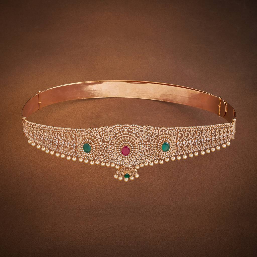 Kushal'S Fashion Jewellery Ruby-Green Gold-Plated Bridal Zircon Belt : 417056