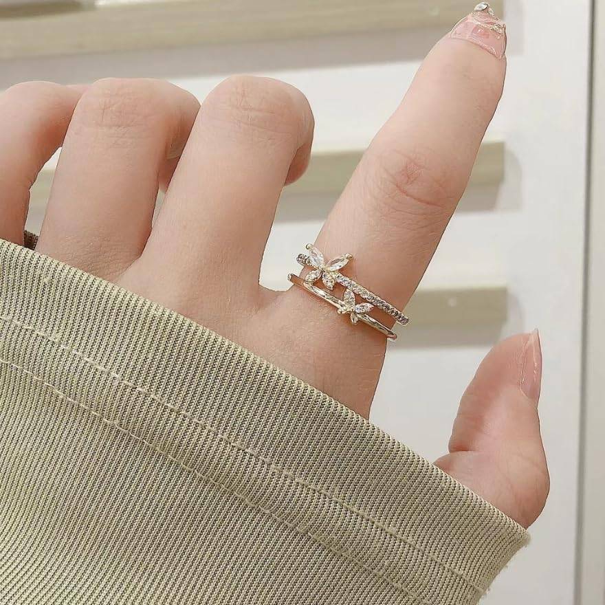 Freya Crystal Butterfly Gold Ring : RS13555-G