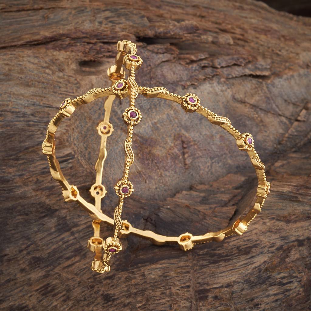 Kushal'S Fashion Jewellery Ruby Gold-Plated Ethnic Antique Bangle-177782 : 426066