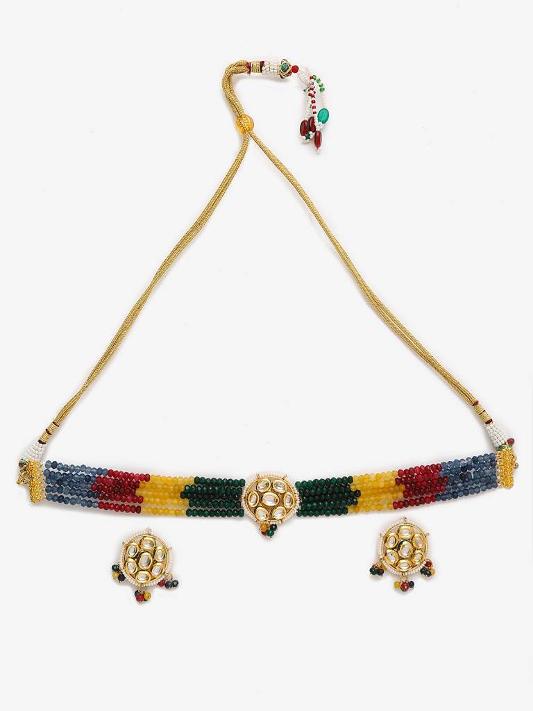 Multi Kundan Choker With Studs : RUBYM156