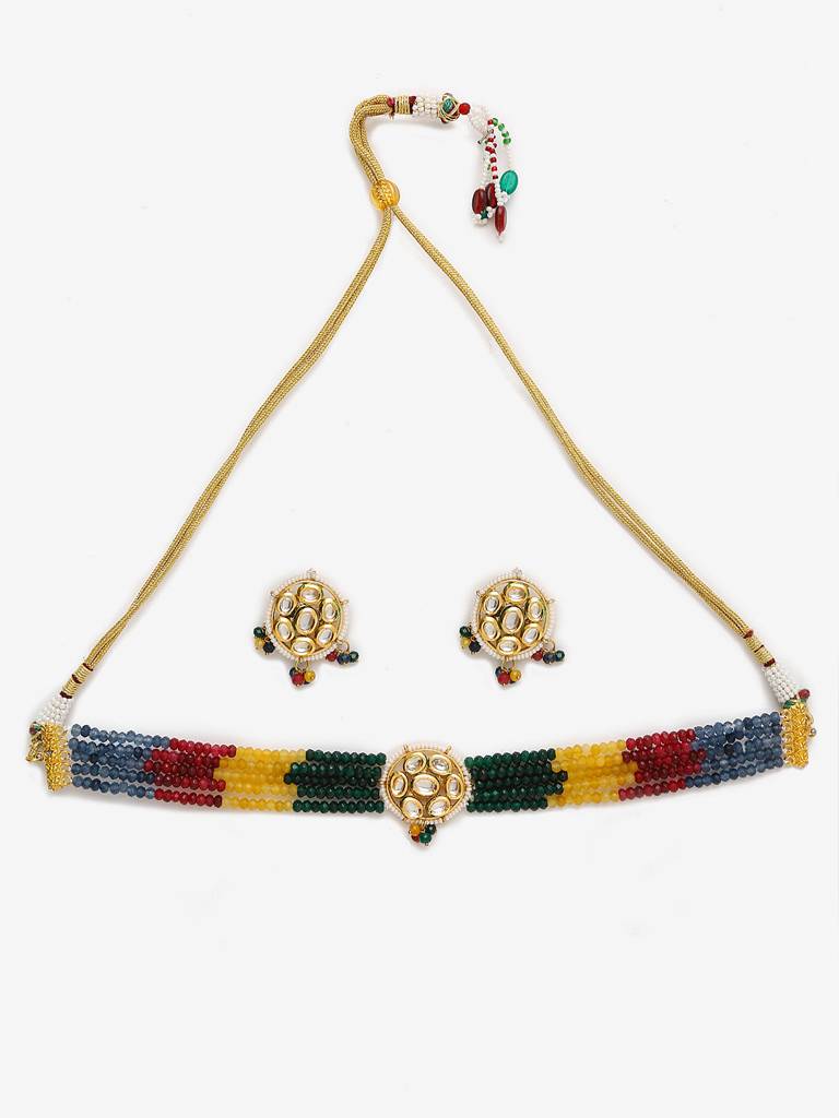 Multi Kundan Choker With Studs : RUBYM156