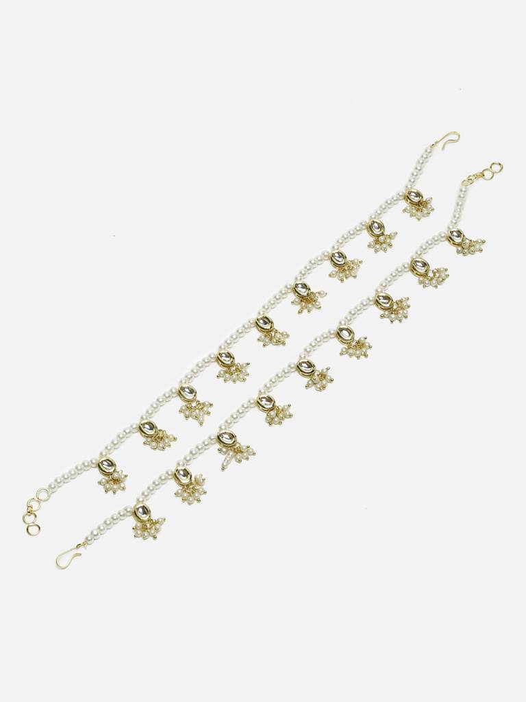 White Oval Anklets (Set Of 2) : RUBYM83
