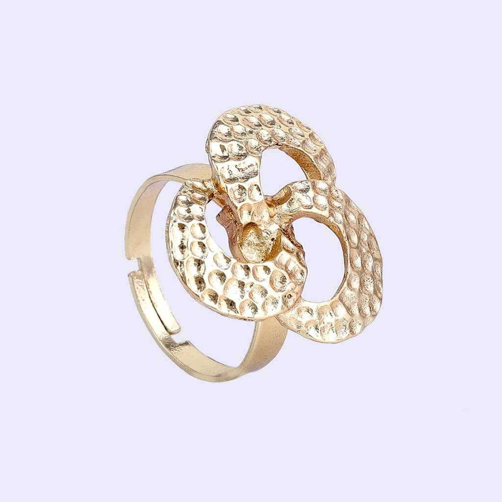 Estele Gold Plated Circle Design Lightweight Adjustable Beaten