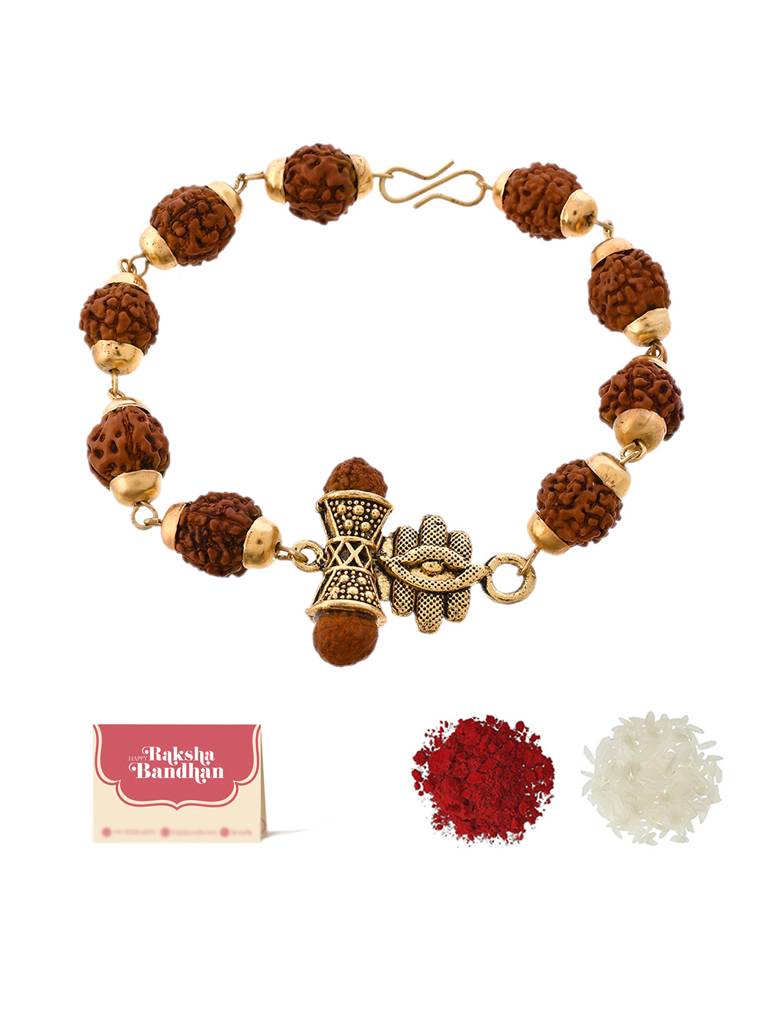 Ethnic Rudraksha Beads Rakhi : 8905124505047