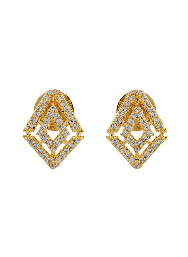 Sparkling Elegance Gleaming Gold-Plated American Diamond Studs Earrings : 8905124533286