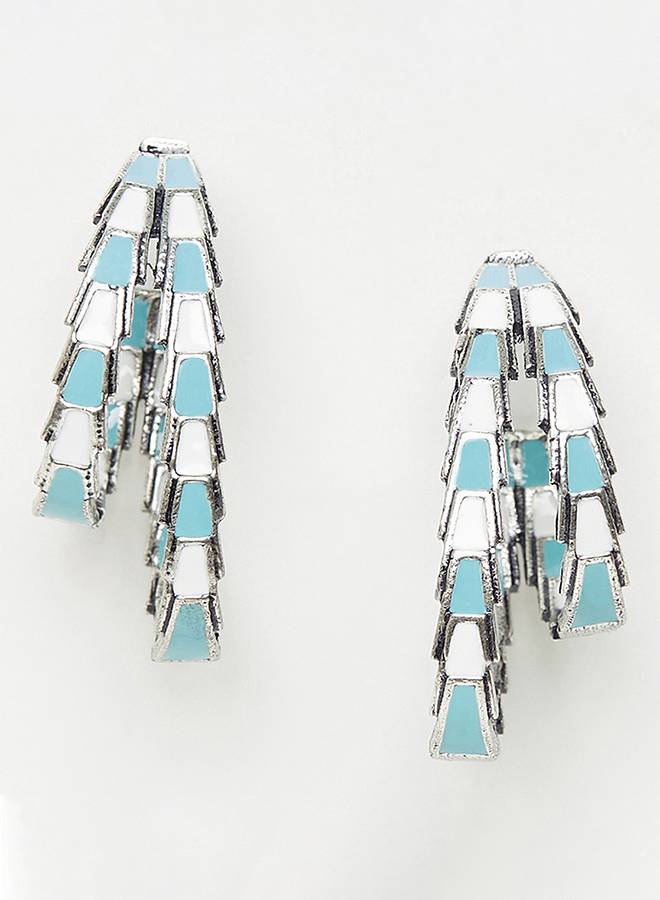 Trendy Hoops Silver Plated Brass Earrings : 8905124434156
