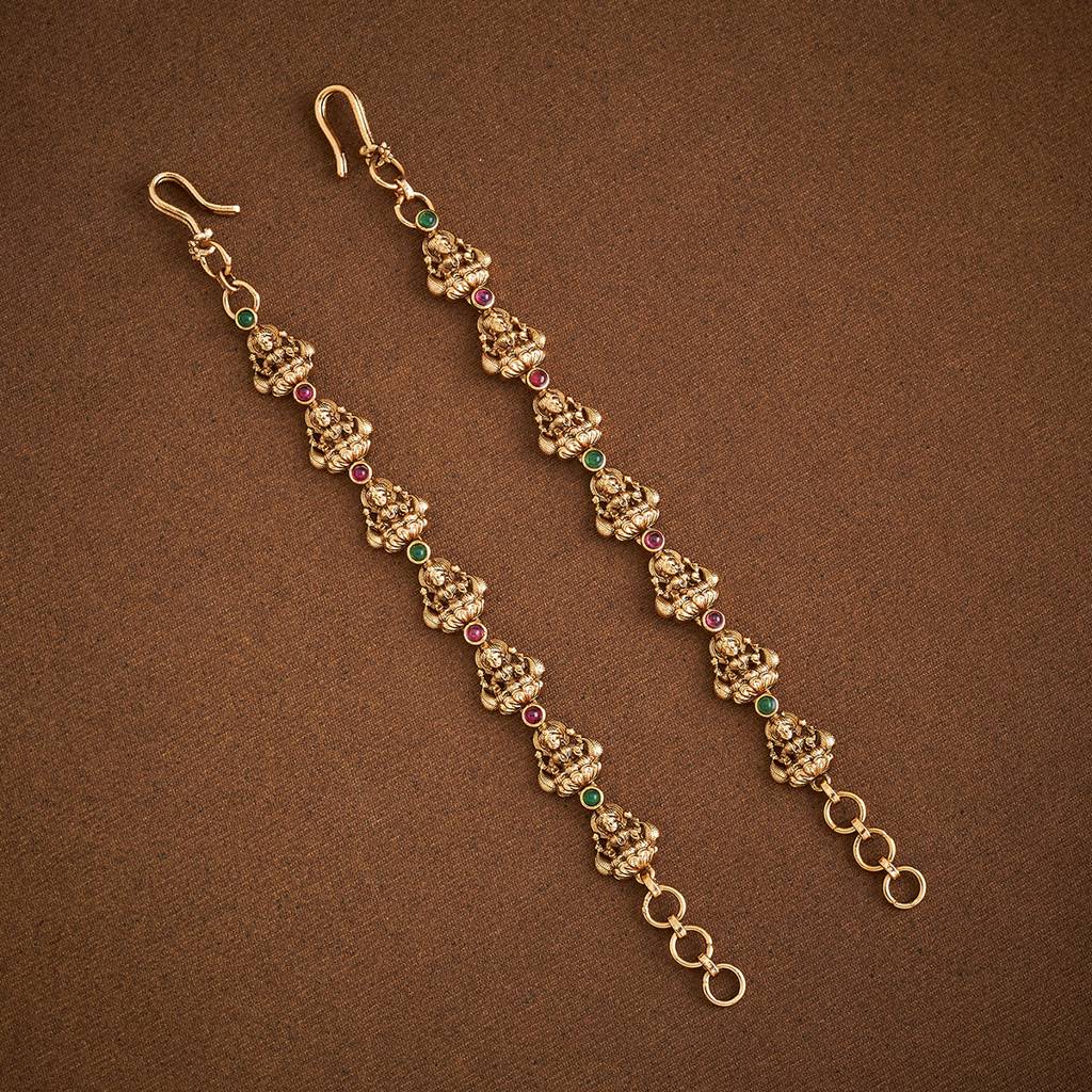 Kushal'S Fashion Jewellery Ruby-Green Gold-Plated Ethnic Antique Matil -422714 : 422714