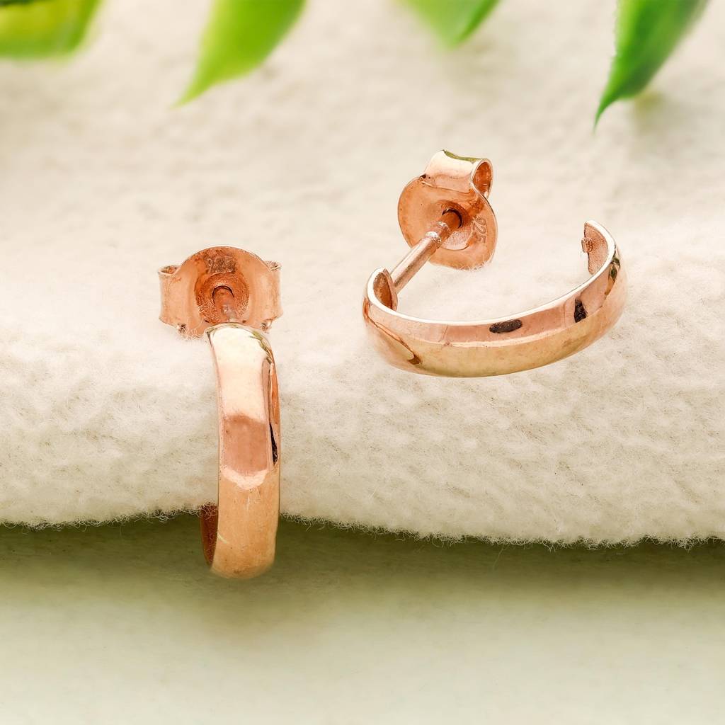 Dainty 925 Silver Gold Finish Mini Half Hoop Earrings : SE_000953