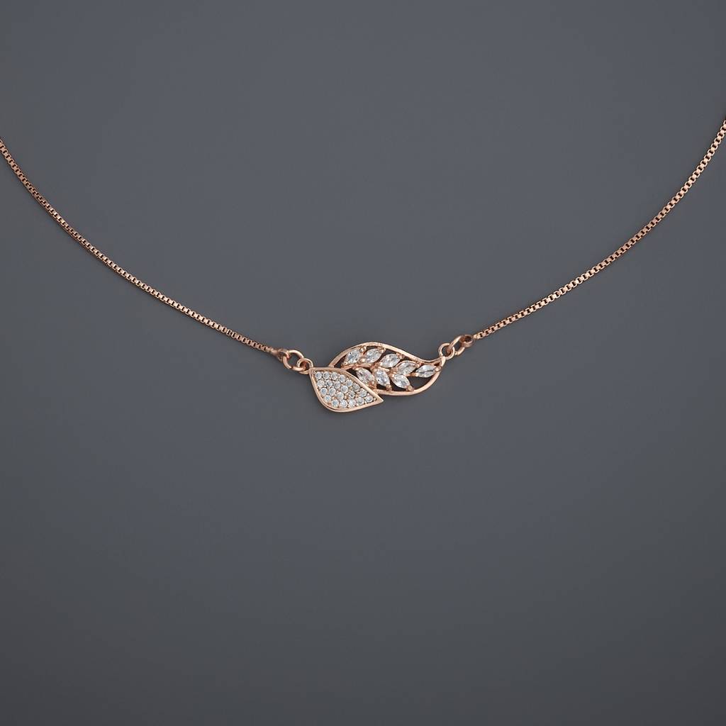 Kushal'S Fashion Jewellery White Rose Gold-Plated Party Imported Pendant Chain-441405 : 441405