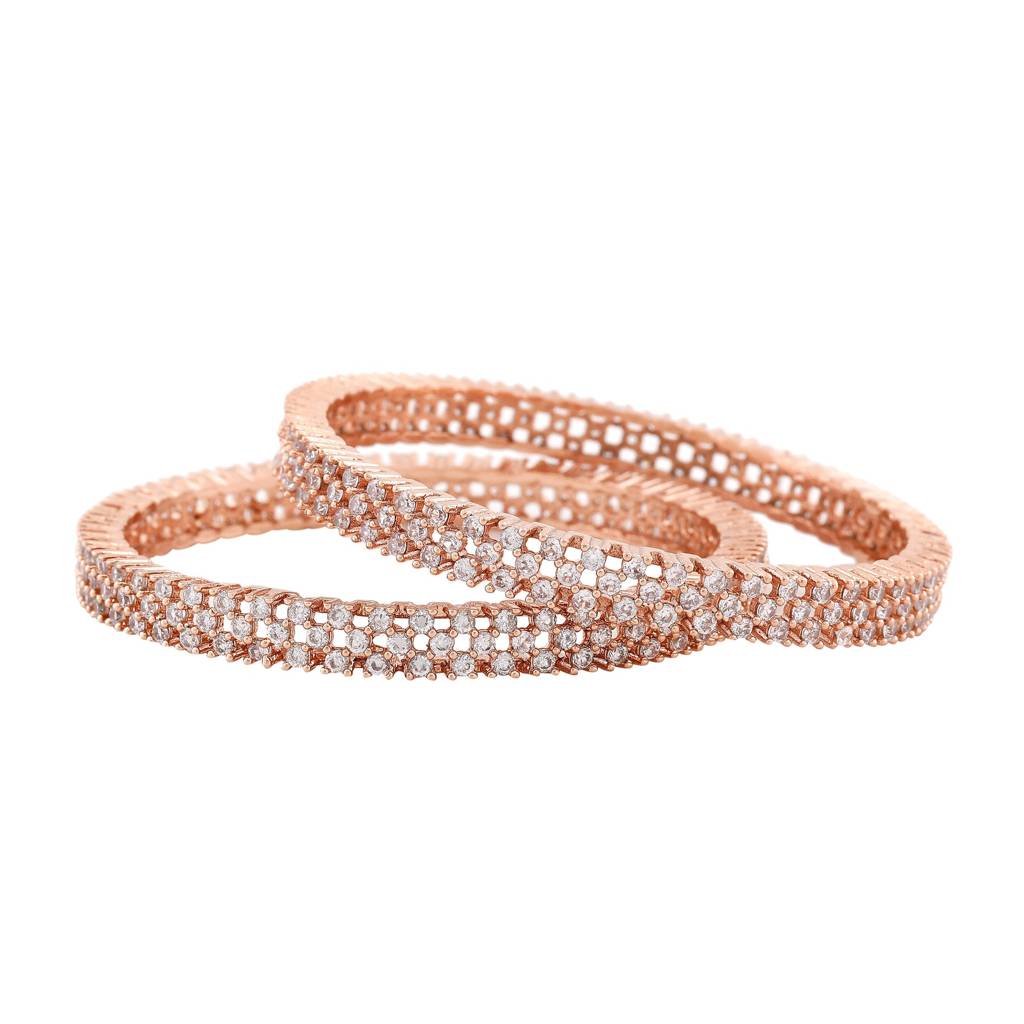 Estele Rosegold Plated Cz Sparkling Designer Bangles For Women : AD-013-RG-28-BANGLE-2.8