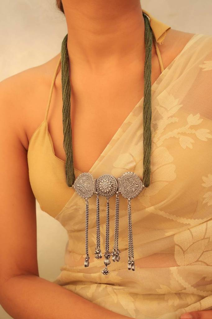 Tattva Tribal Motif Intricate Statement Dori Necklace : SN3003-1