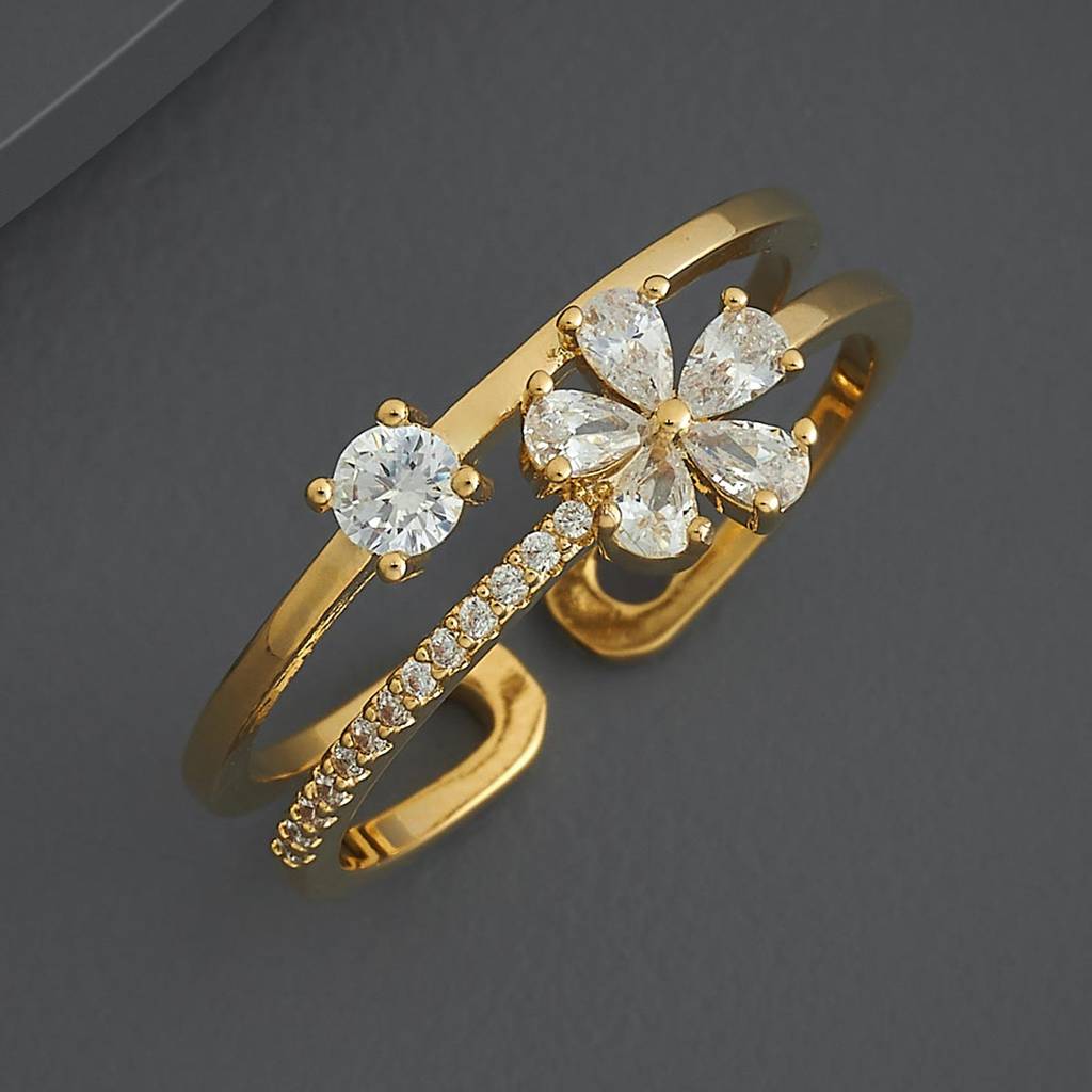 Kushal'S Fashion Jewellery White Gold-Plated Party Trendy Zircon Finger Ring-186814 : 445380