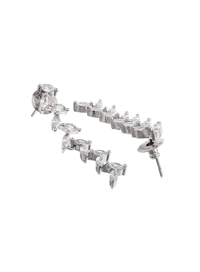 Marquise Cut Cz Adorned Brass Silver Plated Jewellery Set : 8905124464955