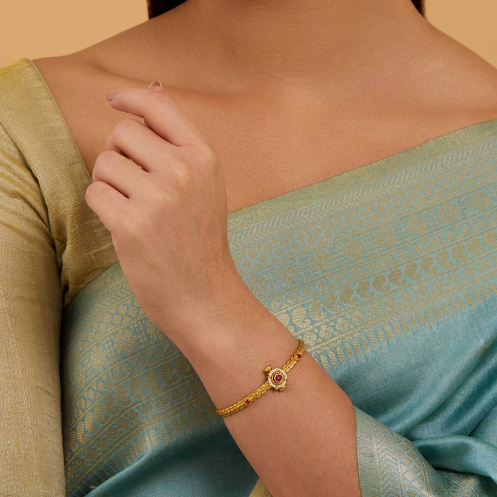 Kushal'S Fashion Jewellery Gold-Plated Ethnic Antique Kada : 416917