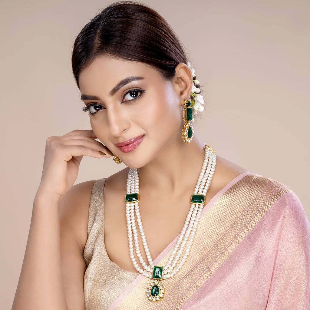 Gold Plated Kundan Long Necklace Earring Indian Traditional Jewellery Set Gift For Women Girls-Pf24N34 : PF24N34G