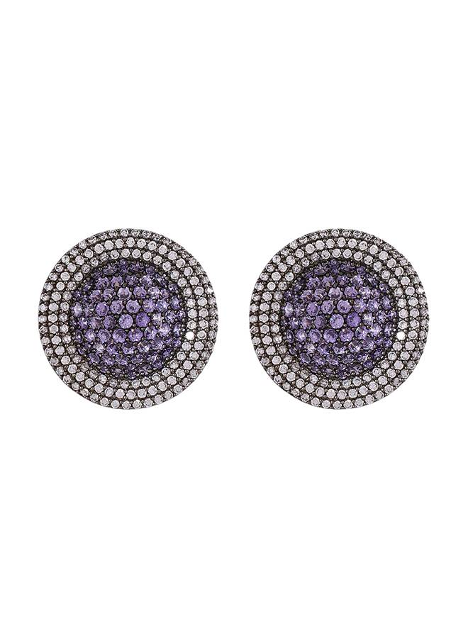 Sparkling Elegance Purple And White Round Cut Cz Earrings : 8905124522815