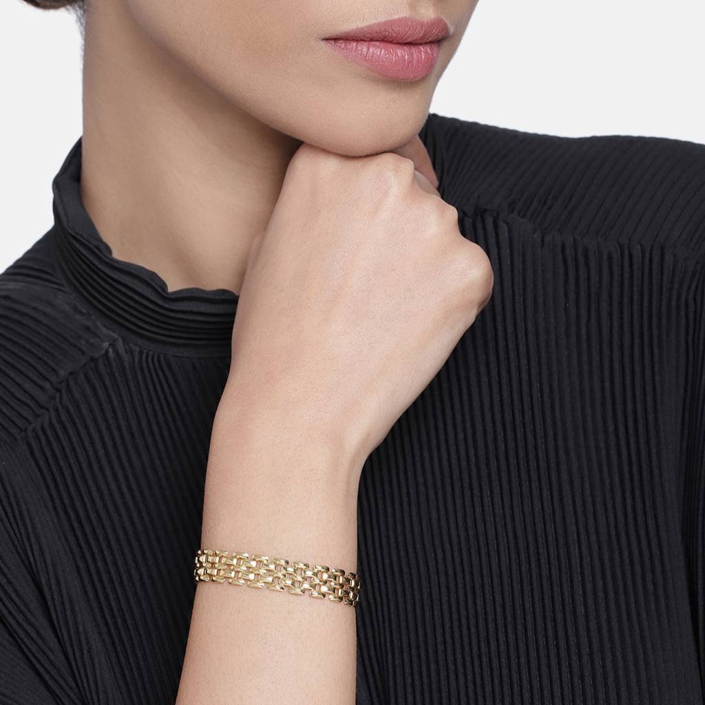 Estele Gold Plated Slender Brick Link Bracelet For Women : 215BR