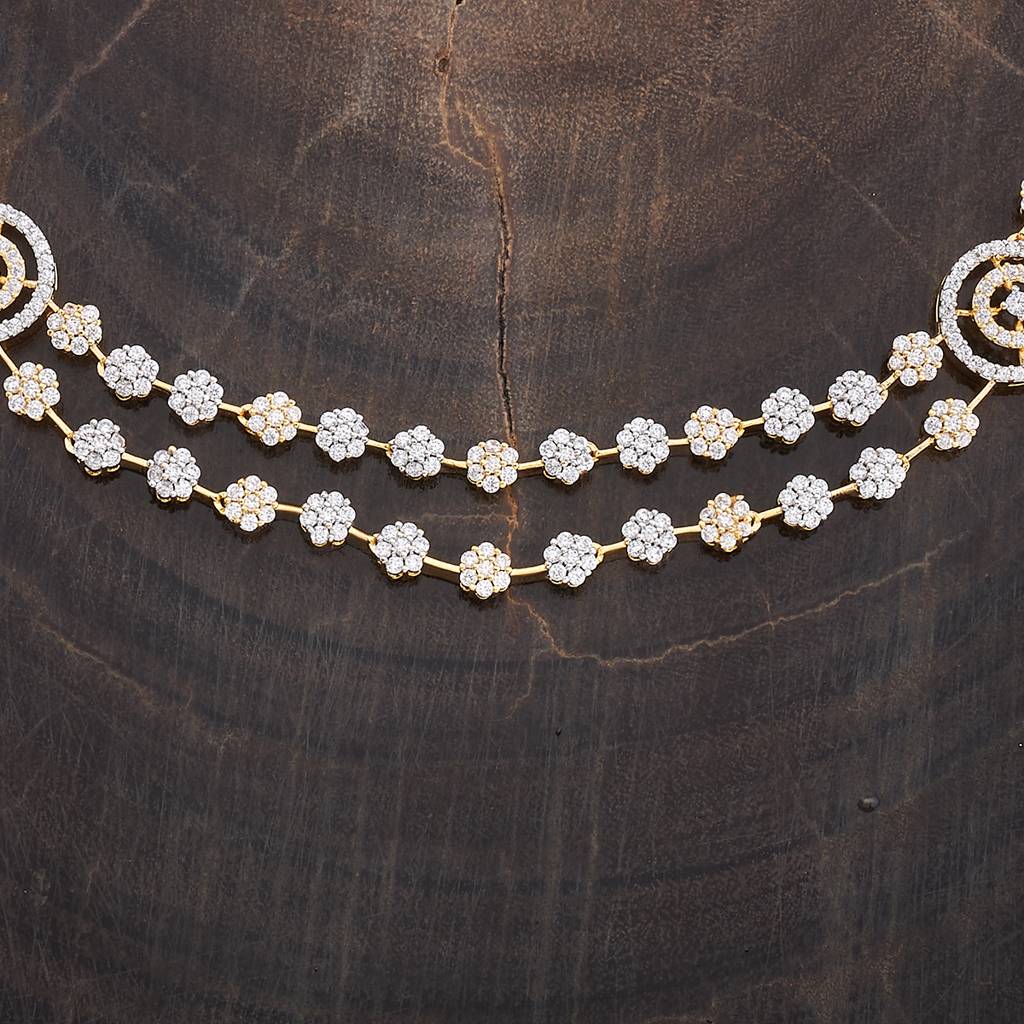 Kushal'S Fashion Jewellery Rhodium-Plated Cubic Zirconia Studded Jewellery Set-178148 : 426717