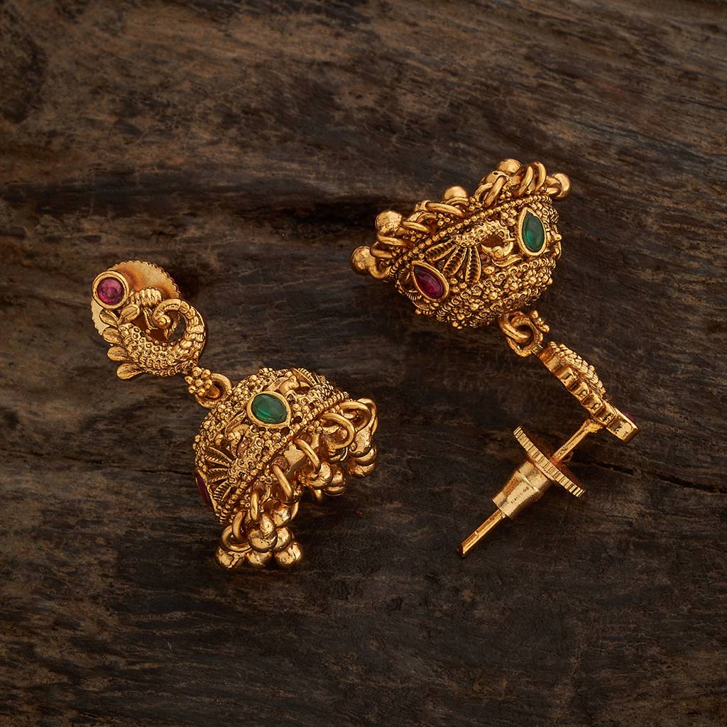 Kushal'S Fashion Jewellery Gold-Plated Ethnic Antique Jhumkas-169534 : 416573