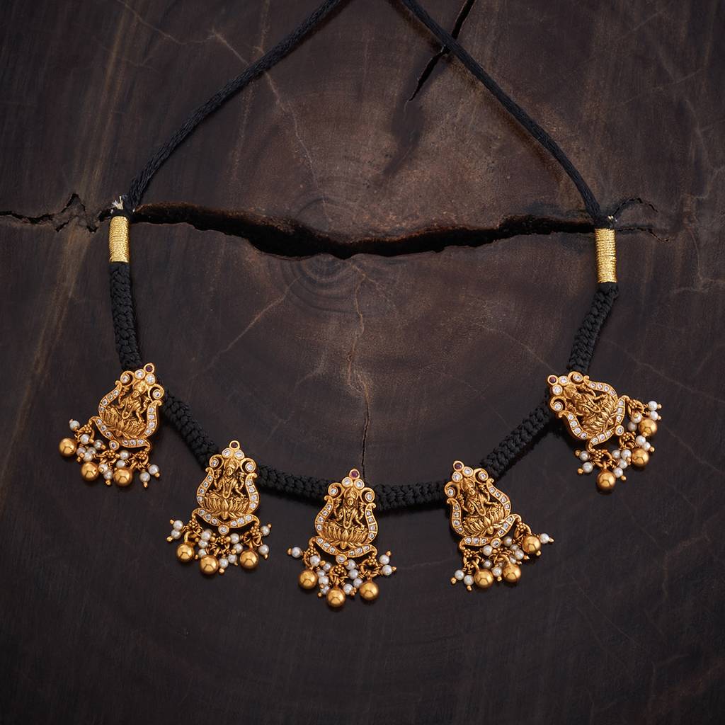 Kushal'S Fashion Jewellery White Oxidised Gold-Plated Ethnic 92.5 Pure Silver Temple Necklace-165757 : 403194
