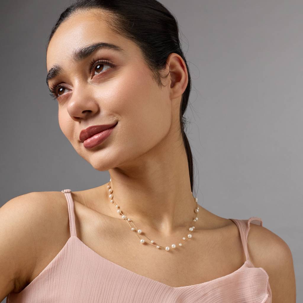 Kushal'S Fashion Jewellery White Gold-Plated Party Trendy Zircon Necklace -454686 : 454686