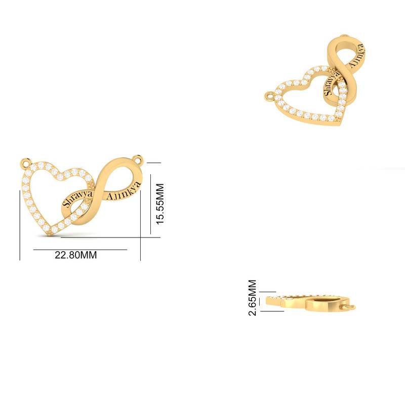 Custom Engraved Moissanite Couple'S Necklace : TGDP-208-Y