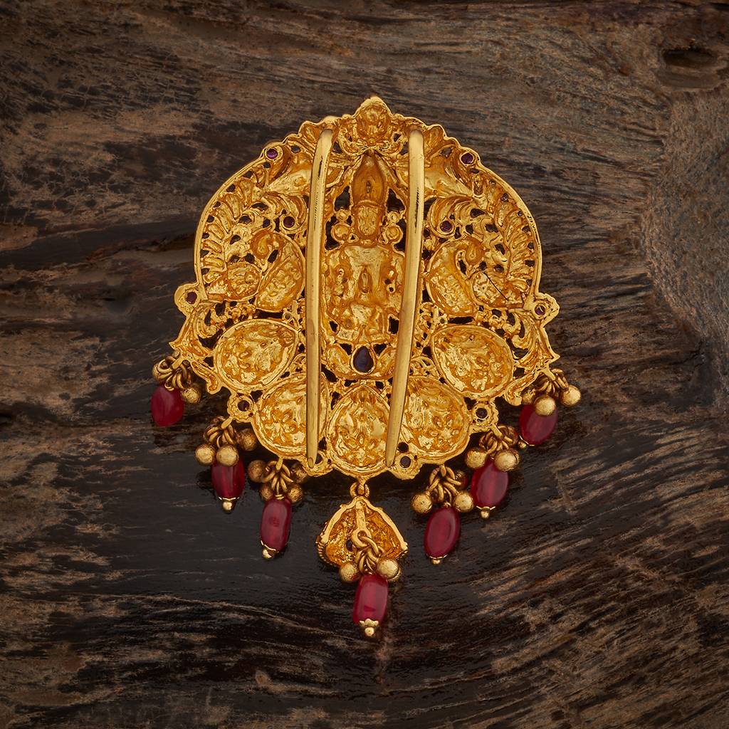 Kushal'S Fashion Jewellery Ruby Gold-Plated Ethnic Antique Hair Brooch -182515 : 435906