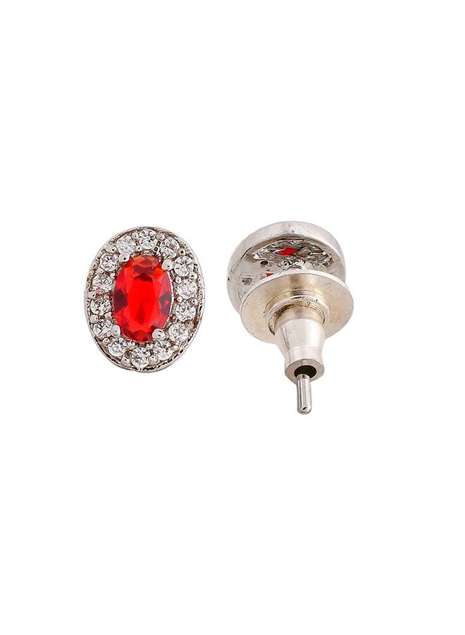 Sparkling Essential Red Cz Studded Oval Silver Managaltura : 8905124495171