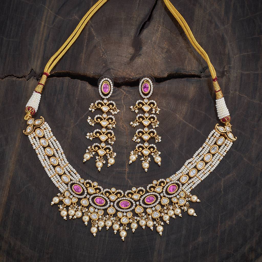 Kushal'S Fashion Jewellery Gold-Plated Ruby & Kundan Jewellery Set-149211 : 437838