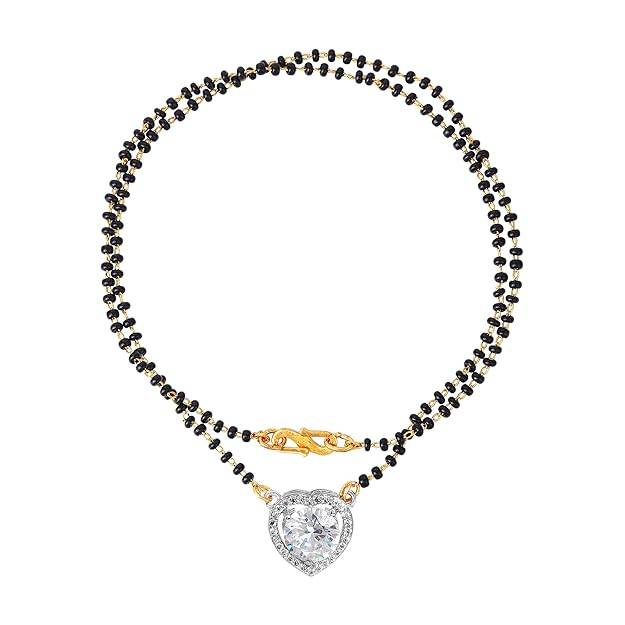 Gehena By Estele Fashion Jewelry Mangalsutra Necklace For Women: Gold & Rhodium Plated Shining White Cryst : OSAKMS014-2TNWENK