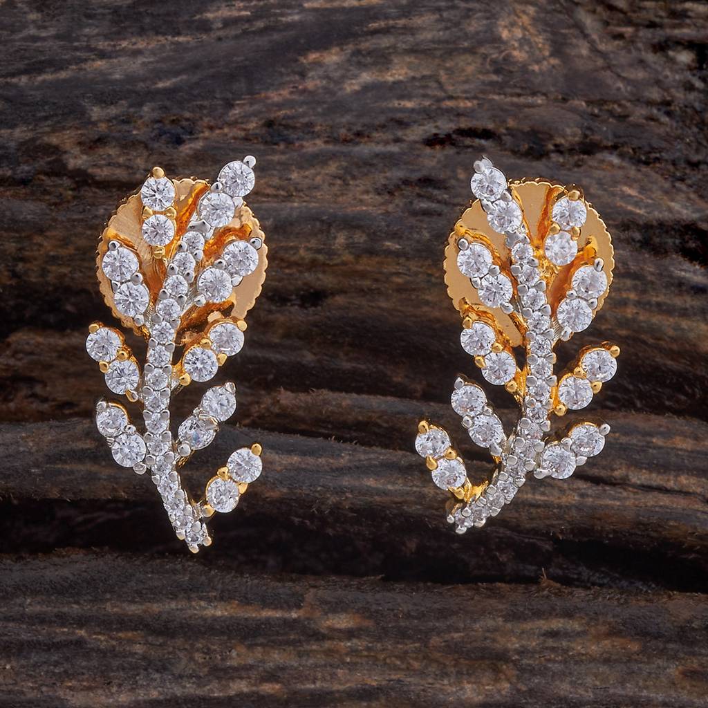 Gold Fashion Studs Kushal'S Fashion Jewellery White Rhodium Gold