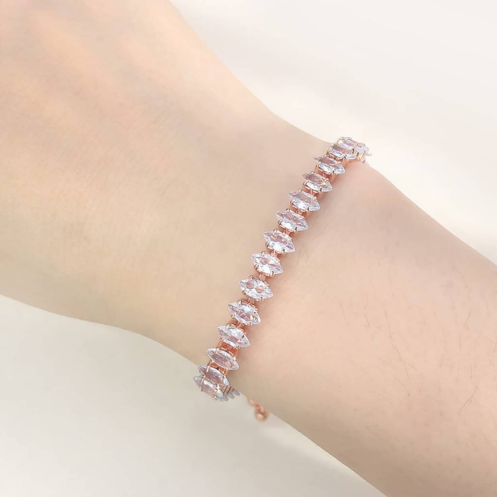 American Diamond Studded Plated Tennis Bracelet Fashion Adjustable Stylish Jewellery Gift For Women & Girls : PX8B59C