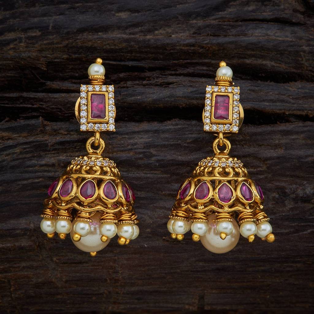Kushal'S Fashion Jewellery Ruby Gold-Plated Ethnic Antique  Jhumkas -149349 : 395461