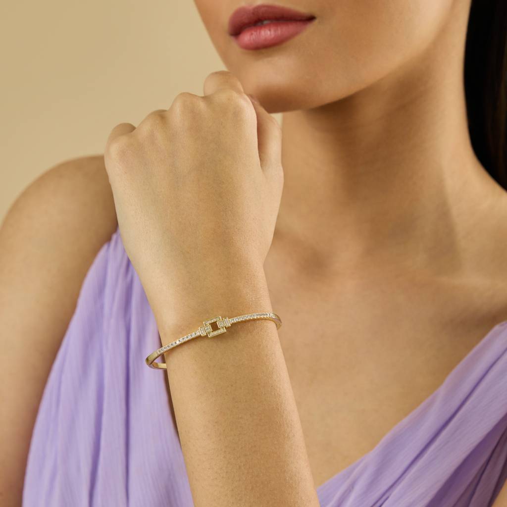 Kushal'S Fashion Jewellery White Gold-Plated Party Zircon Kada-184874 : 441355