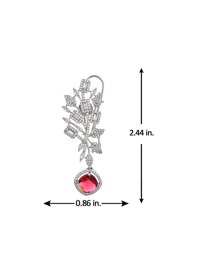 Sparkling Elegance Red Curved Cz Studded Earings : 8905124499636