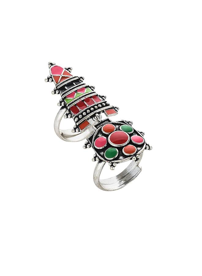 Folklore Beaded Coloured Enamel Long Ring | Folklore Beaded Coloured ...