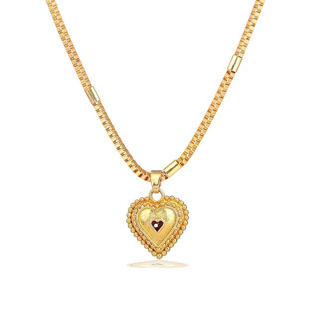 Gehena By Estele Fashion Jewelry Heart Pendant Necklace For Women: Gold Plated Love-Inspired Lightweight : OSAK025-IGRDPENDANT