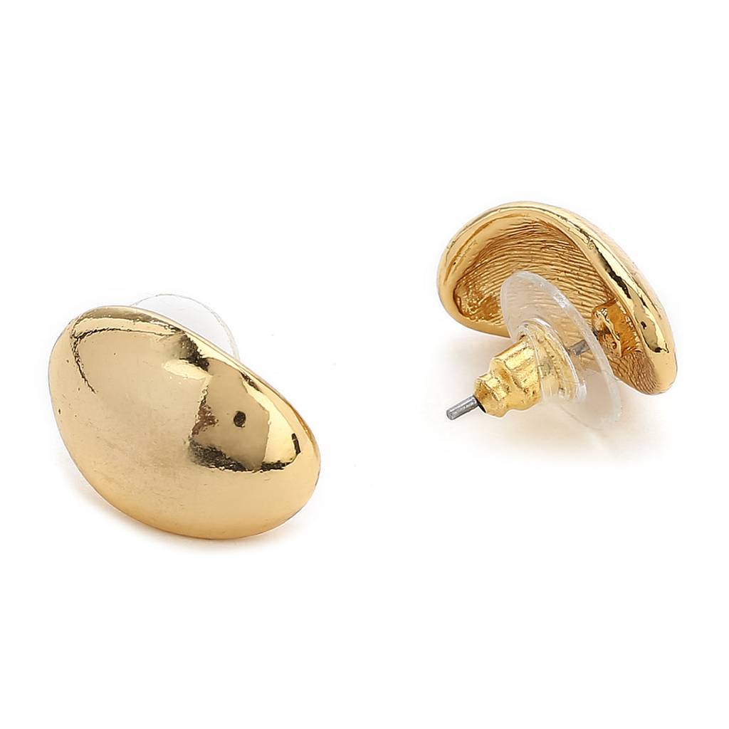 Estele Gold Plated Oval Designer Stud Earrings For Women : 672709ER