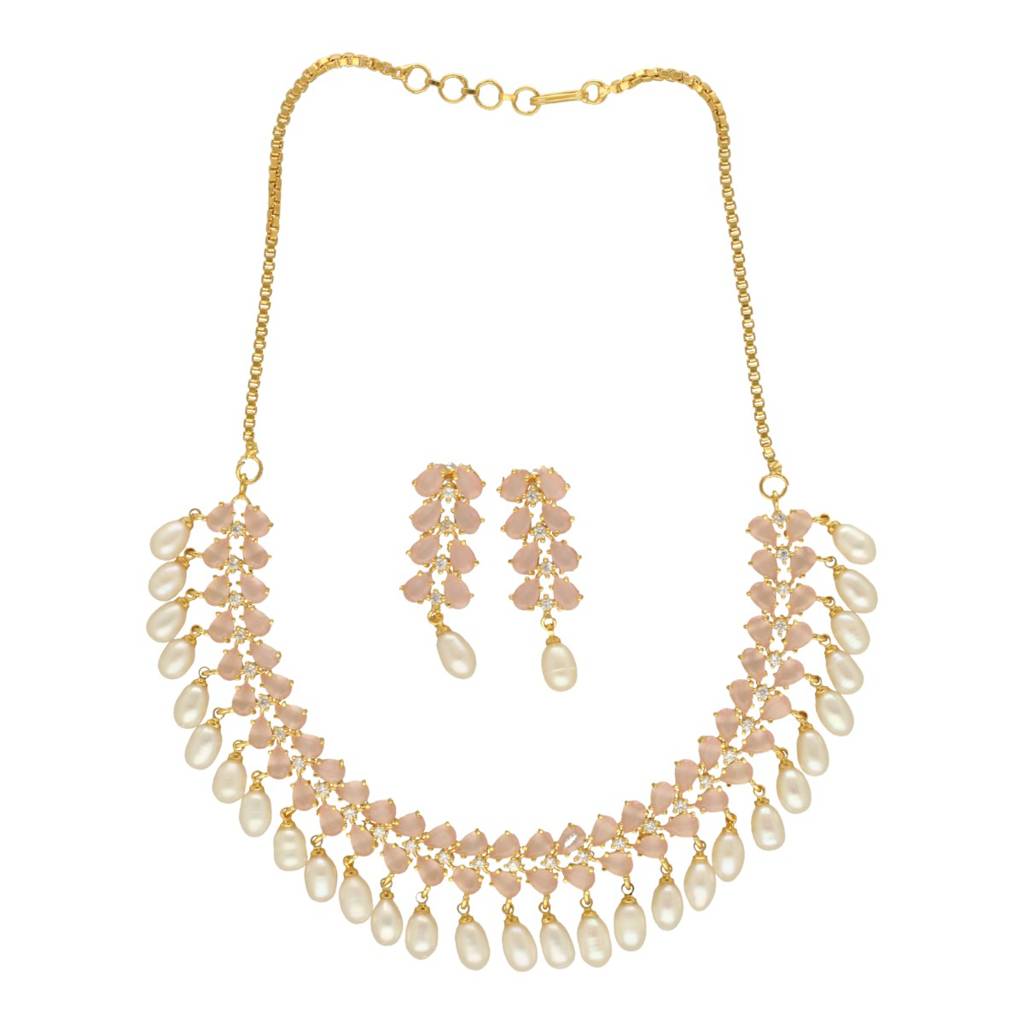 Seraphic Sparkle Pearl Necklace Set : JPSEP-24-028